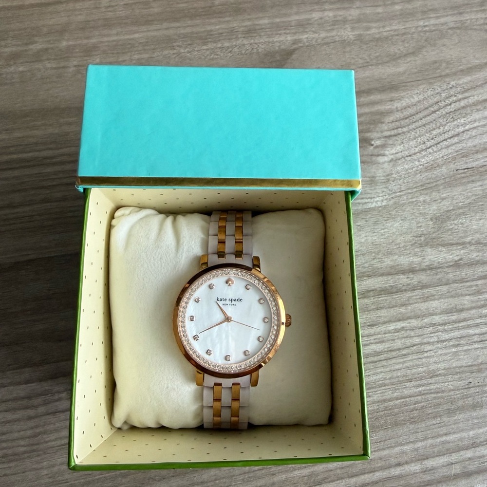 Kate Spade Gold and White Bracelet Watch